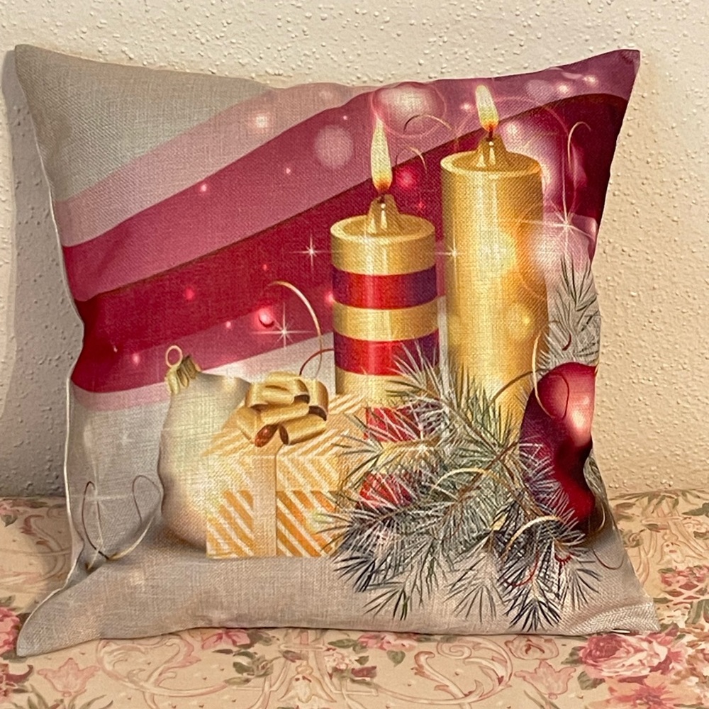 New Christmas Candles Decorative Throw Pillow